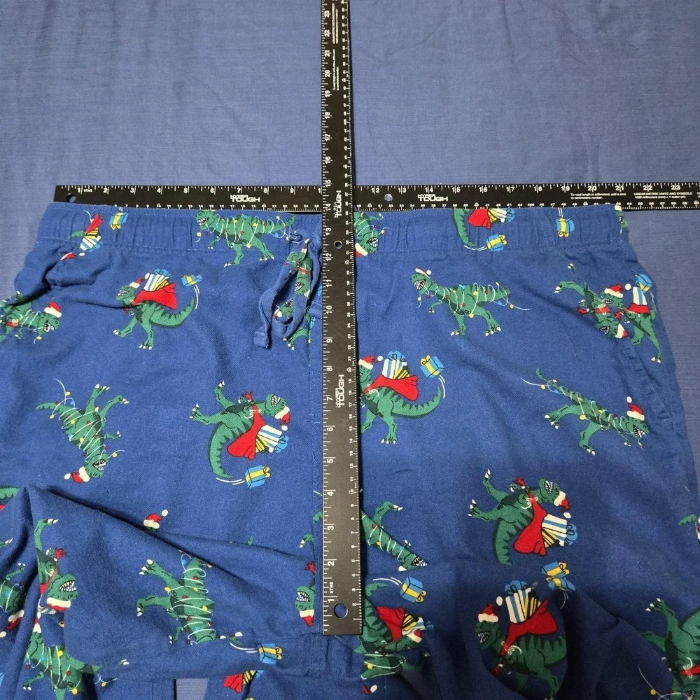 Old Navy Pajama Pants Mens 2XL Blue Flannel Dinosaur Christmas Print Lounge